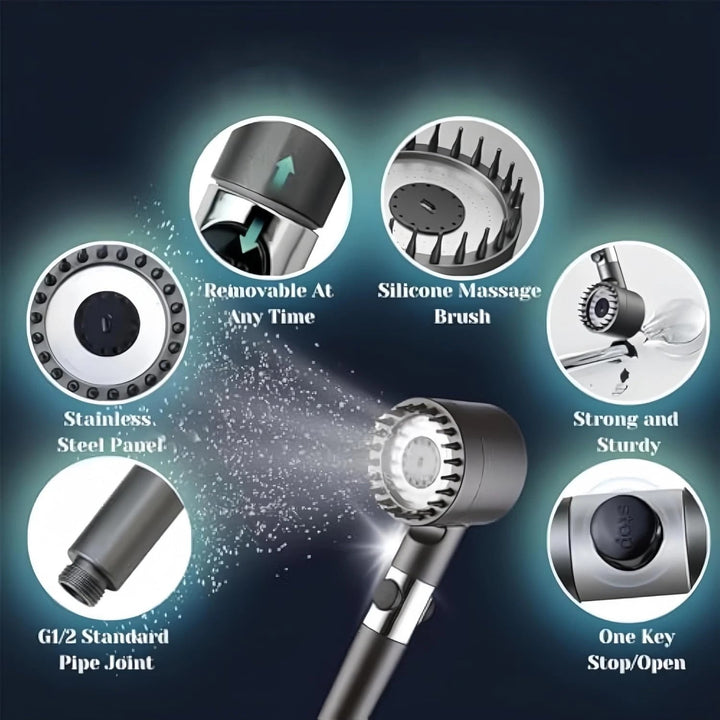 3 Modes Shower Head With Water Filter Tecnology