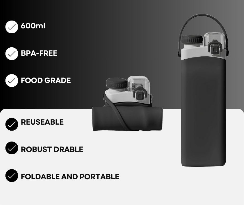 SPECIAL MADE Collapsible Water Bottles Leakproof Valve Reusable BPA Free Silicone Foldable Travel Water Bottle Cup for Gym Camping Hiking Travel Sports Lightweight Durable