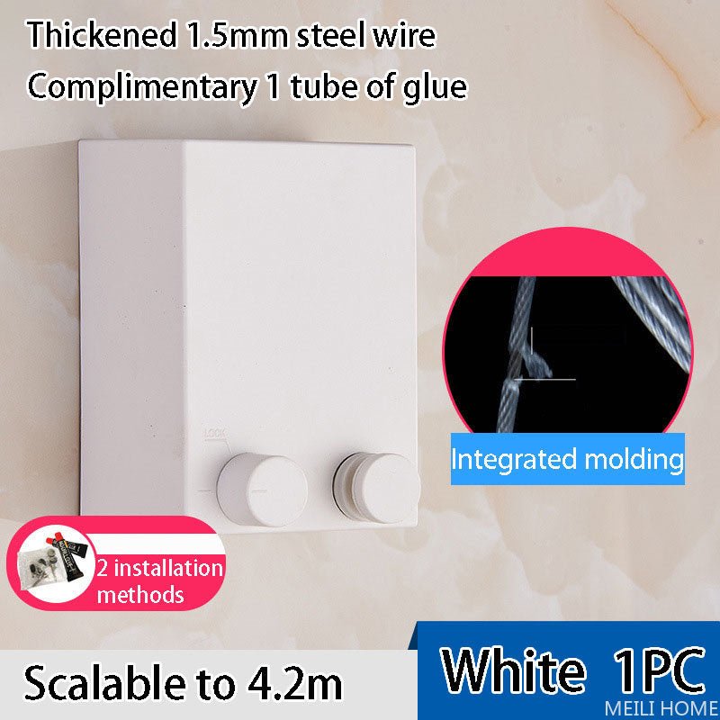 Retractable Indoor Outdoor Steel Wire Telescopic Clothesline Drying Rope